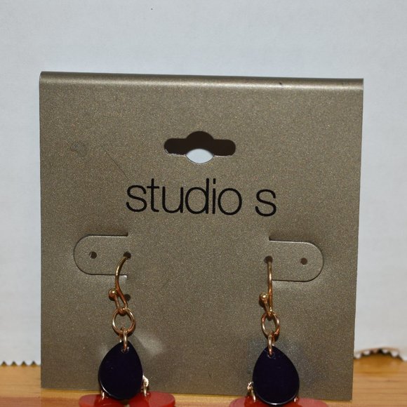 Sears Studio S Chandelier Dangle Style Colorful Teardrop Earrings - Picture 11 of 12